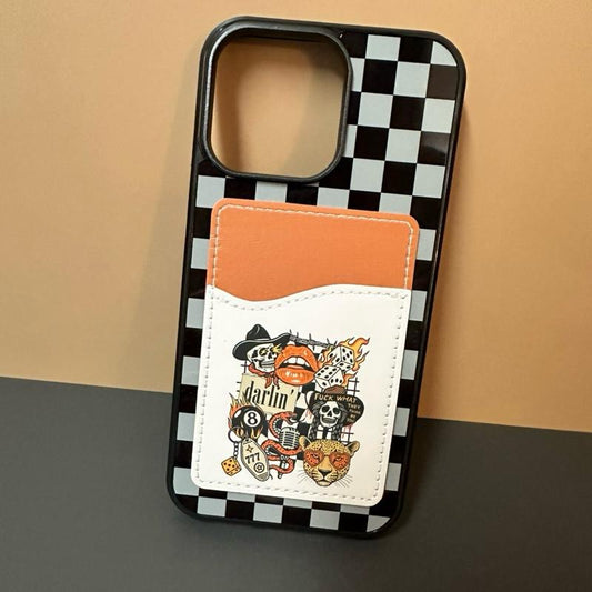 Phone Case Wallet - Hard Rubber Card Holder With Glossy Printed Design Magsafe