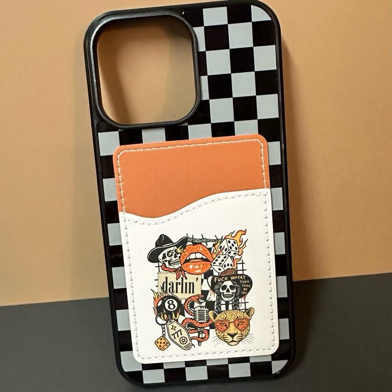 Phone Case Wallet - Hard Rubber Card Holder With Glossy Printed Design Magsafe