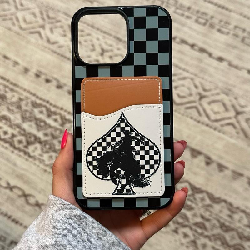Phone Card Wallet - Hard Rubber Case With Glossy Printed Design & 3 Card Slots Magsafe