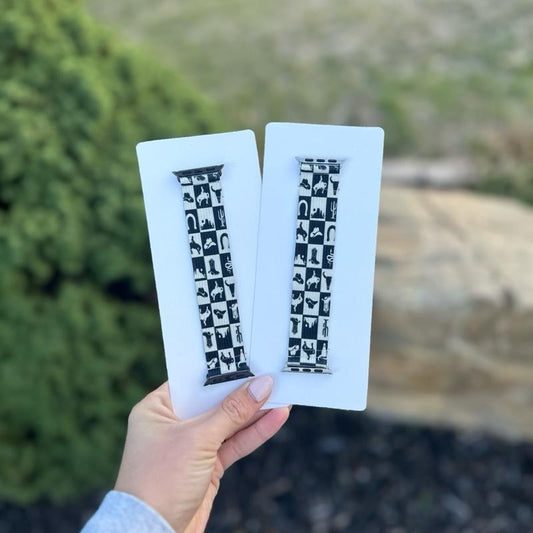 Elastic Watch Band – Handmade Western Black & White Stylish Comfortable Strap