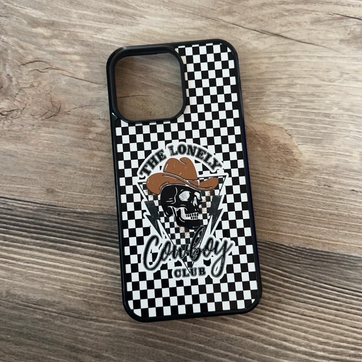 Checkered Phone Case - Western Style Hard Rubber Smartphone Accessories Cover