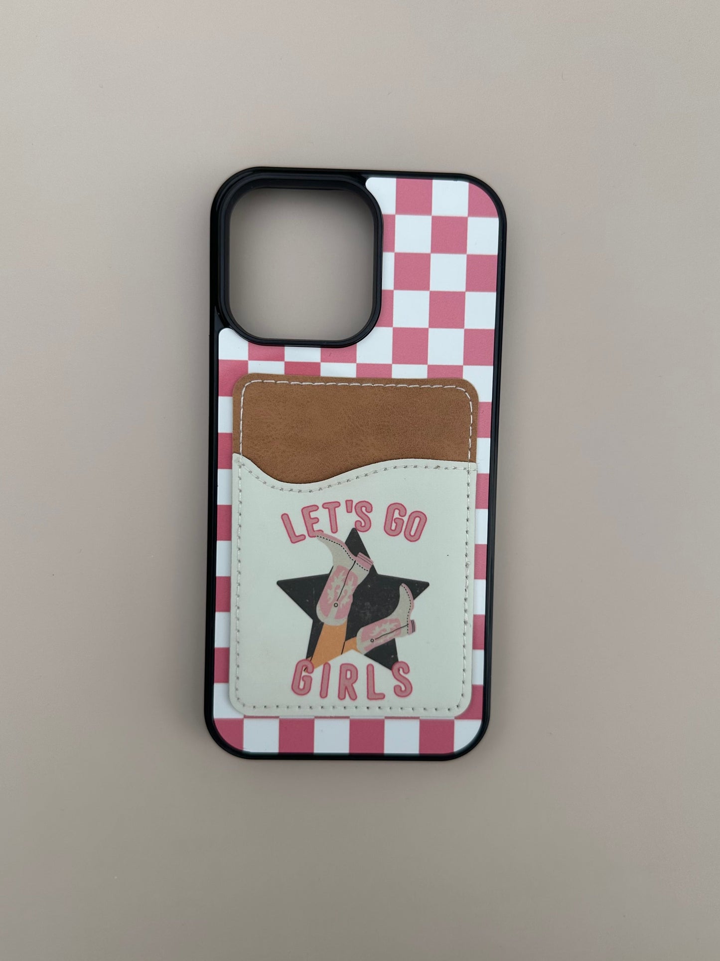 Pink Phone Case - Hard Rubber Card Wallet Phone Case With 3 Cards Holder Magsafe