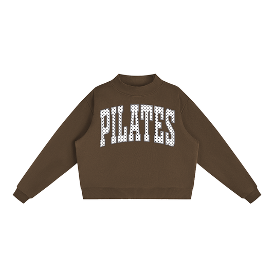 Pilates polka dot fleece mock neck crew sweatshirt — handmade by Happily ever Western