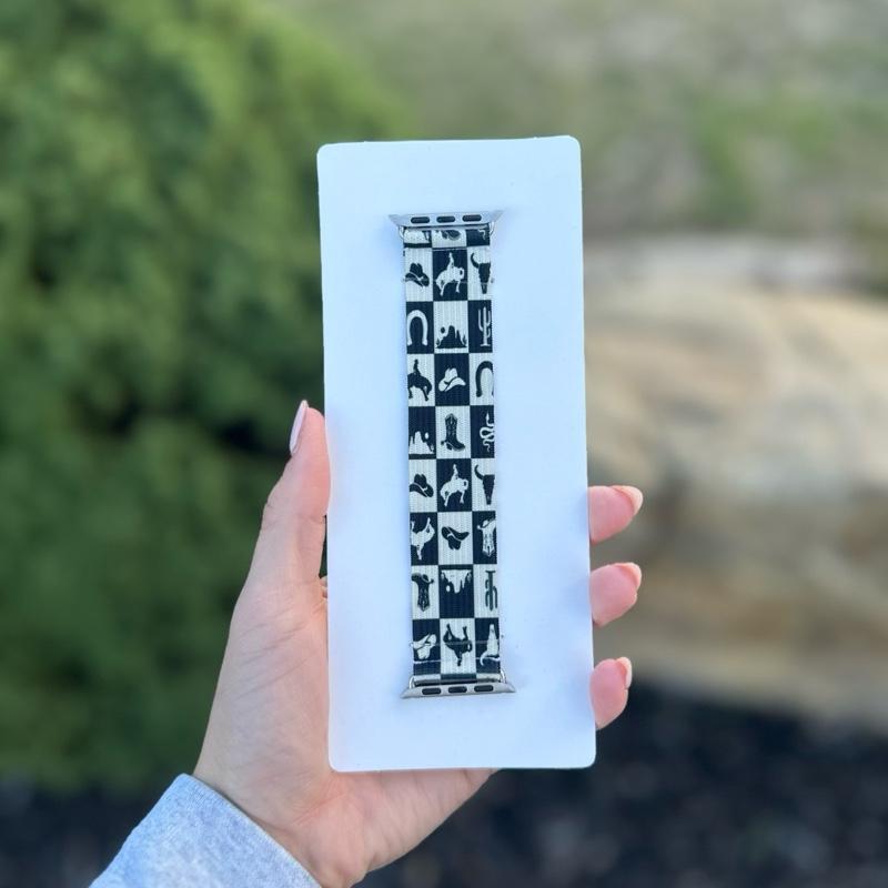 Elastic Watch Band – Handmade Western Black & White Stylish Comfortable Strap