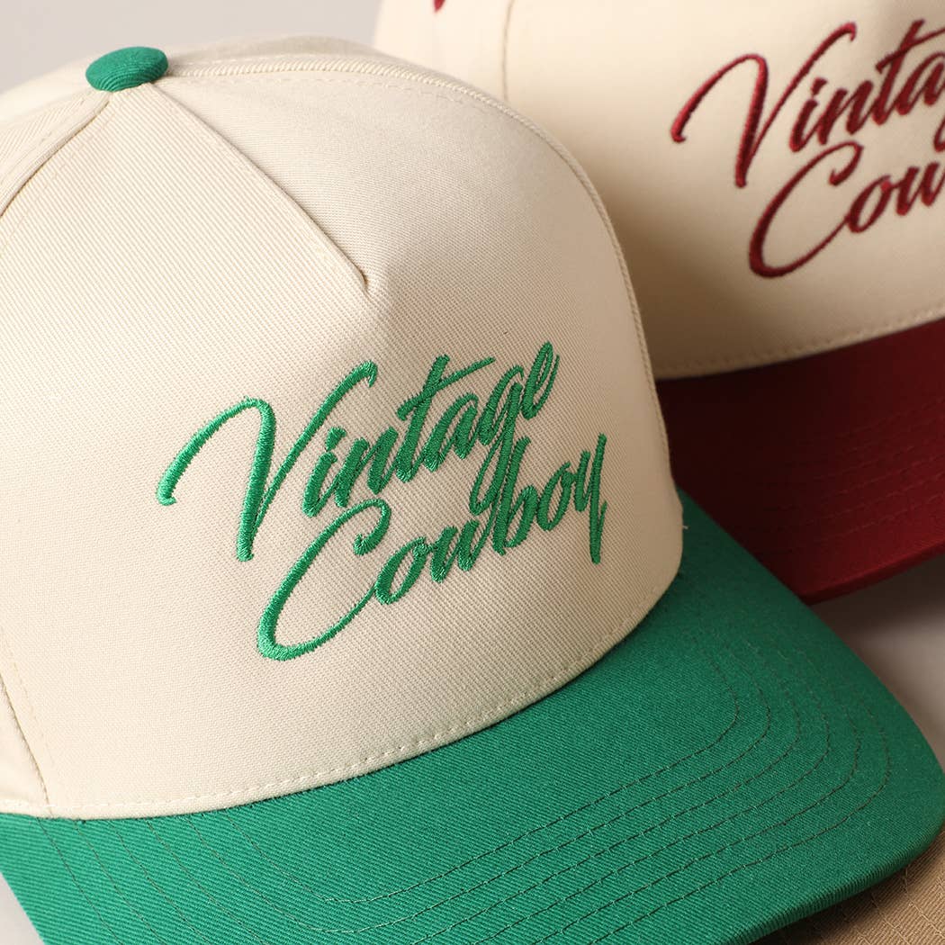 Vintage Cowboy Embroidery Two Tone Baseball Cap