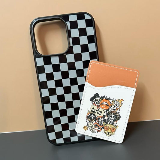 Phone Case Wallet - Hard Rubber Card Holder With Glossy Printed Design Magsafe