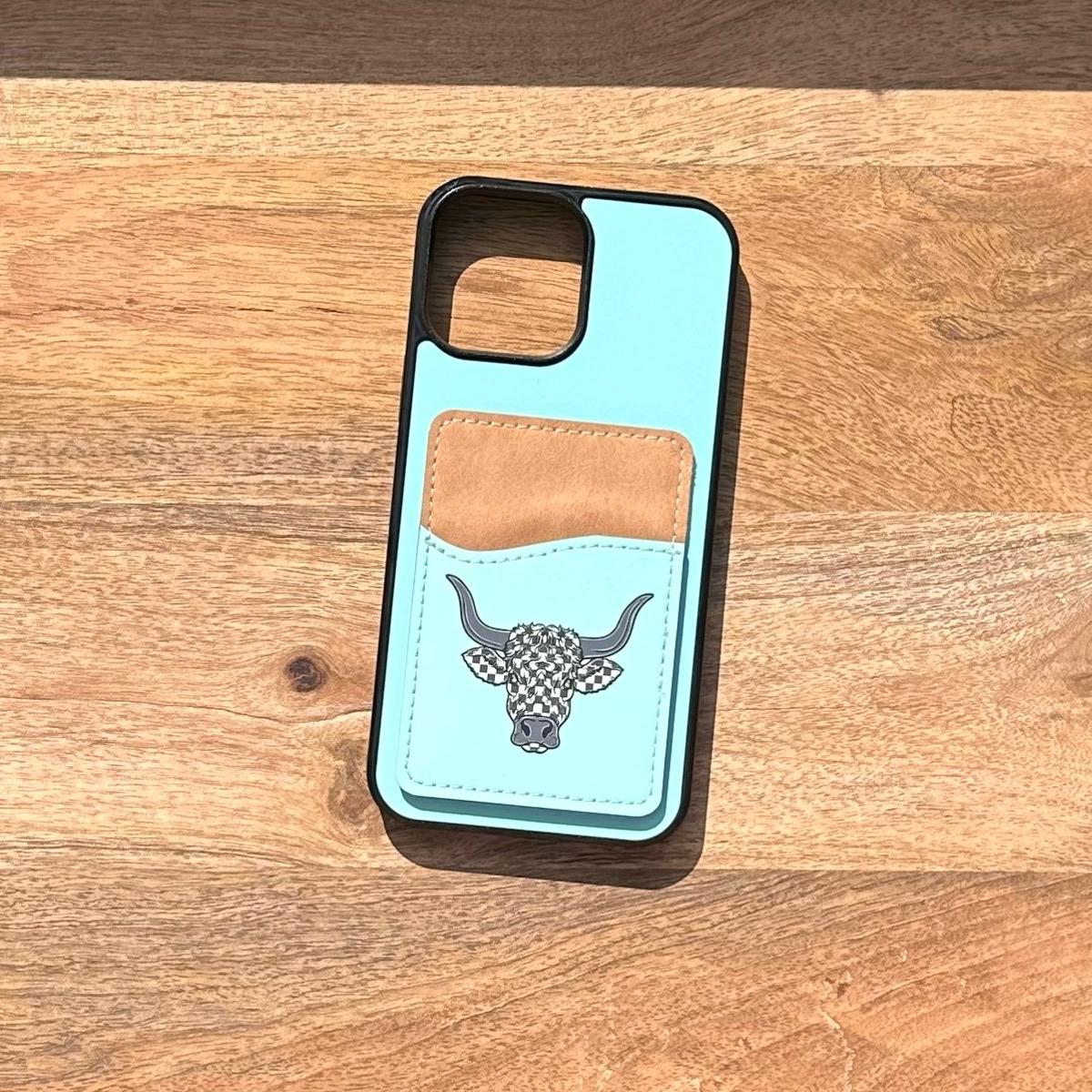 Longhorn Card Wallet - Hard Rubber Phone Wallet Case With 3 Card Slots Magsafe