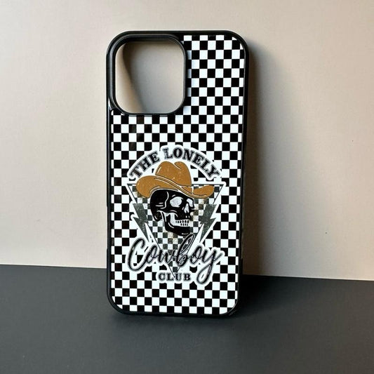 Checkered Phone Case - Western Style Hard Rubber Smartphone Accessories Cover