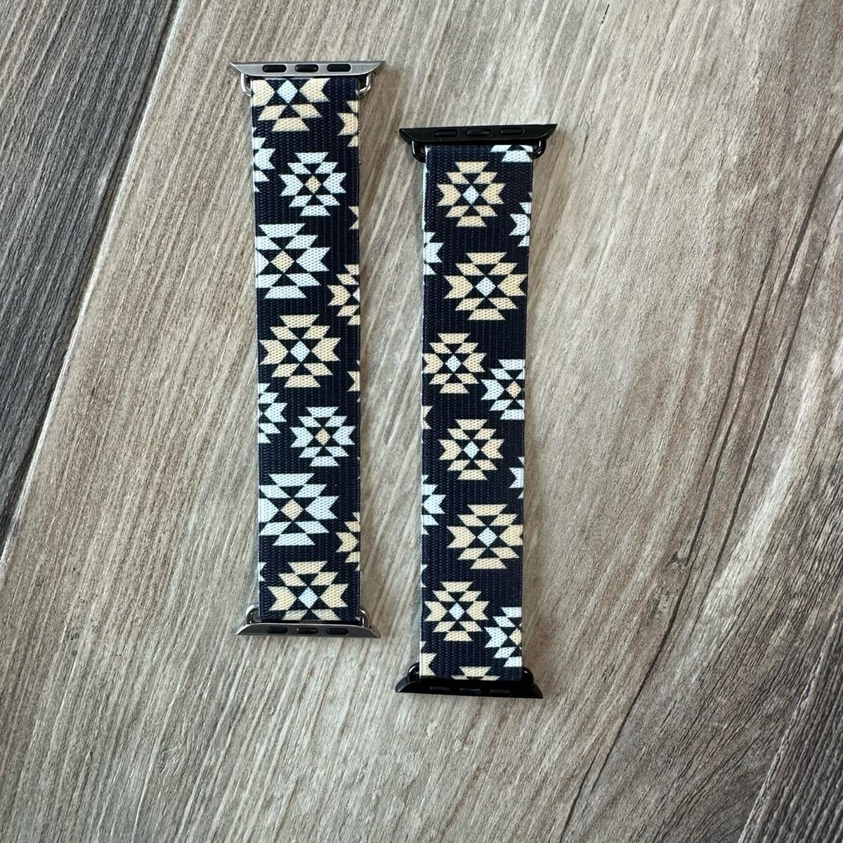 Elastic Watch Band – Black Aztec Handmade Strap | Comfortable, Durable & Stylish