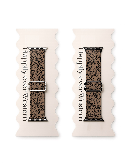 Tooled Leather Printed Adjustable Watch bands