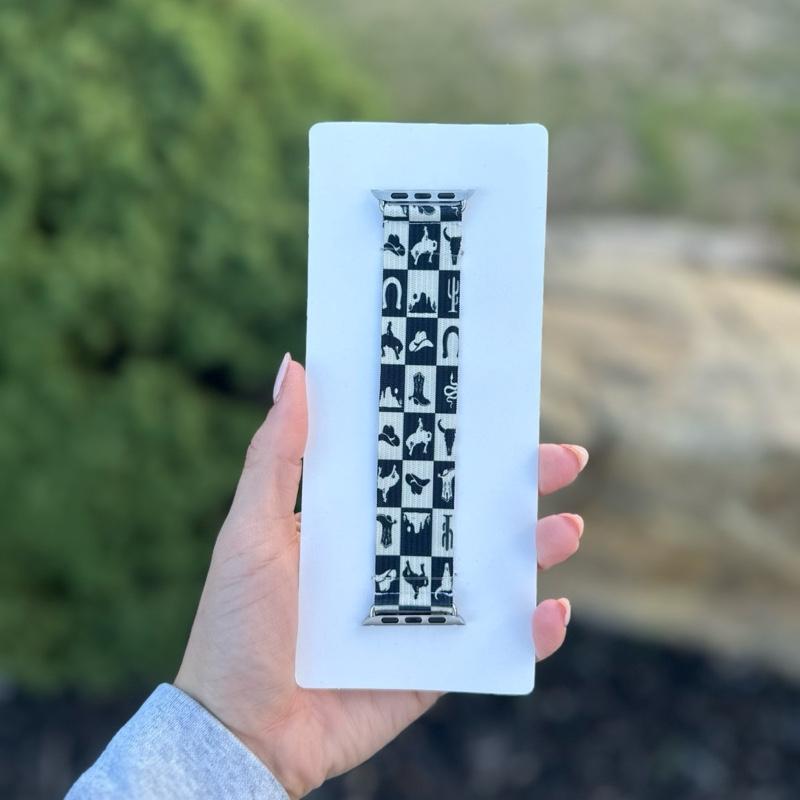 Elastic Watch Band – Handmade Western Black & White Stylish Comfortable Strap