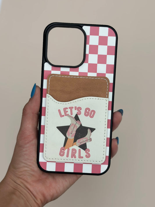 Pink Phone Case - Hard Rubber Card Wallet Phone Case With 3 Cards Holder Magsafe