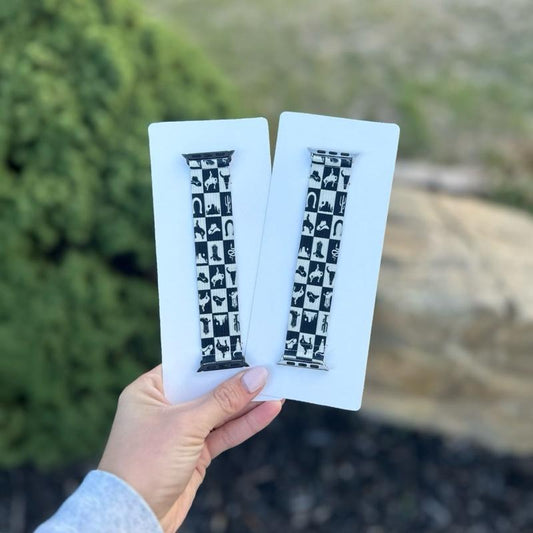 Elastic Watch Band – Handmade Western Black & White Stylish Comfortable Strap