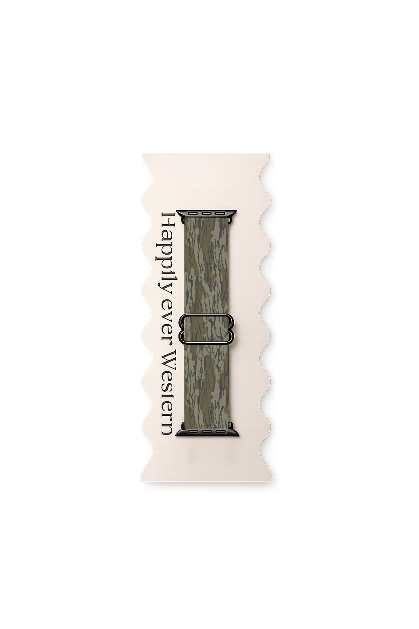 Woodlands camo adjustable watch band — detail view