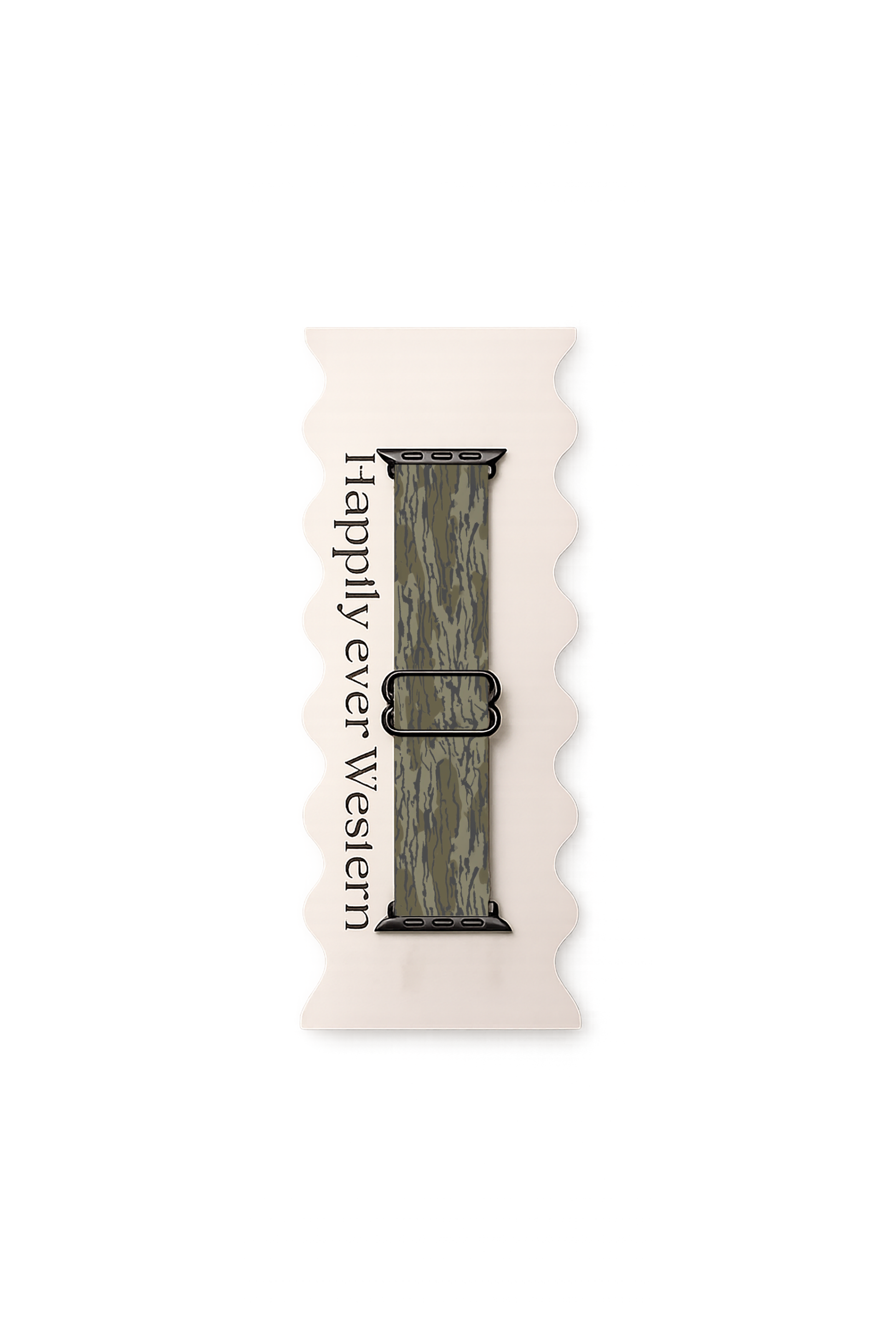 Woodlands camo adjustable watch band — detail view