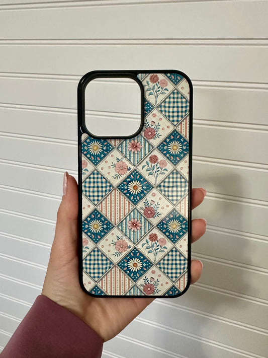 Quilted Patchwork Phone Case - Durable Hard Rubber Protective Cover for Smartphones