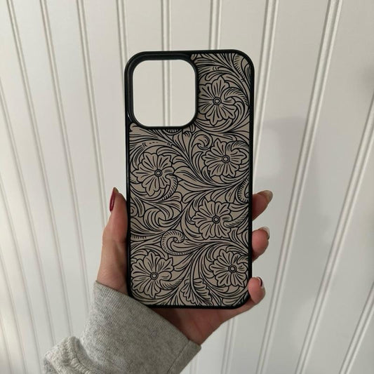 Tooled Bow Phone Case – Hard Rubber Protective Cover With Card Wallet Magsafe