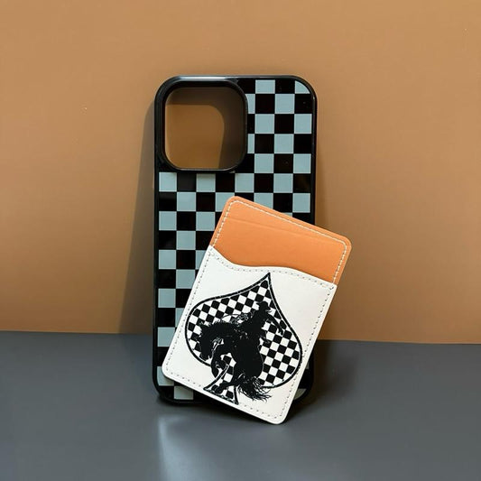 Phone Card Wallet - Hard Rubber Case With Glossy Printed Design & 3 Card Slots Magsafe