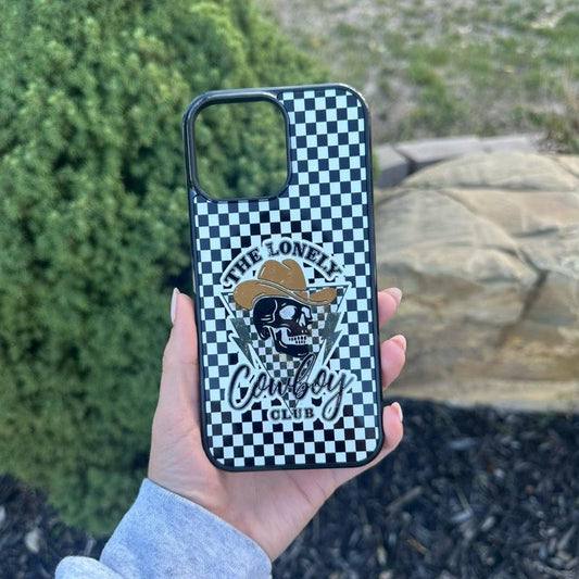 Checkered Phone Case - Western Style Hard Rubber Smartphone Accessories Cover