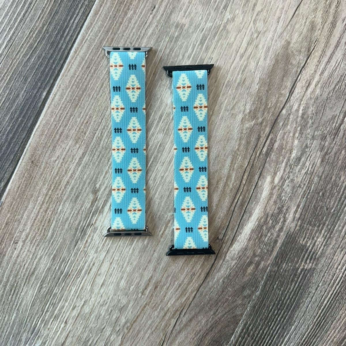 Elastic Watch Band - Handmade Teal Aztec Stretchy Strap | Durable, Comfortable & Versatile