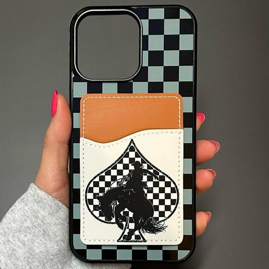 Phone Card Wallet - Hard Rubber Case With Glossy Printed Design & 3 Card Slots Magsafe
