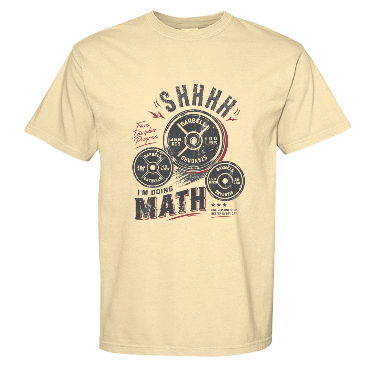 Shhh gym tee in Butter — front view