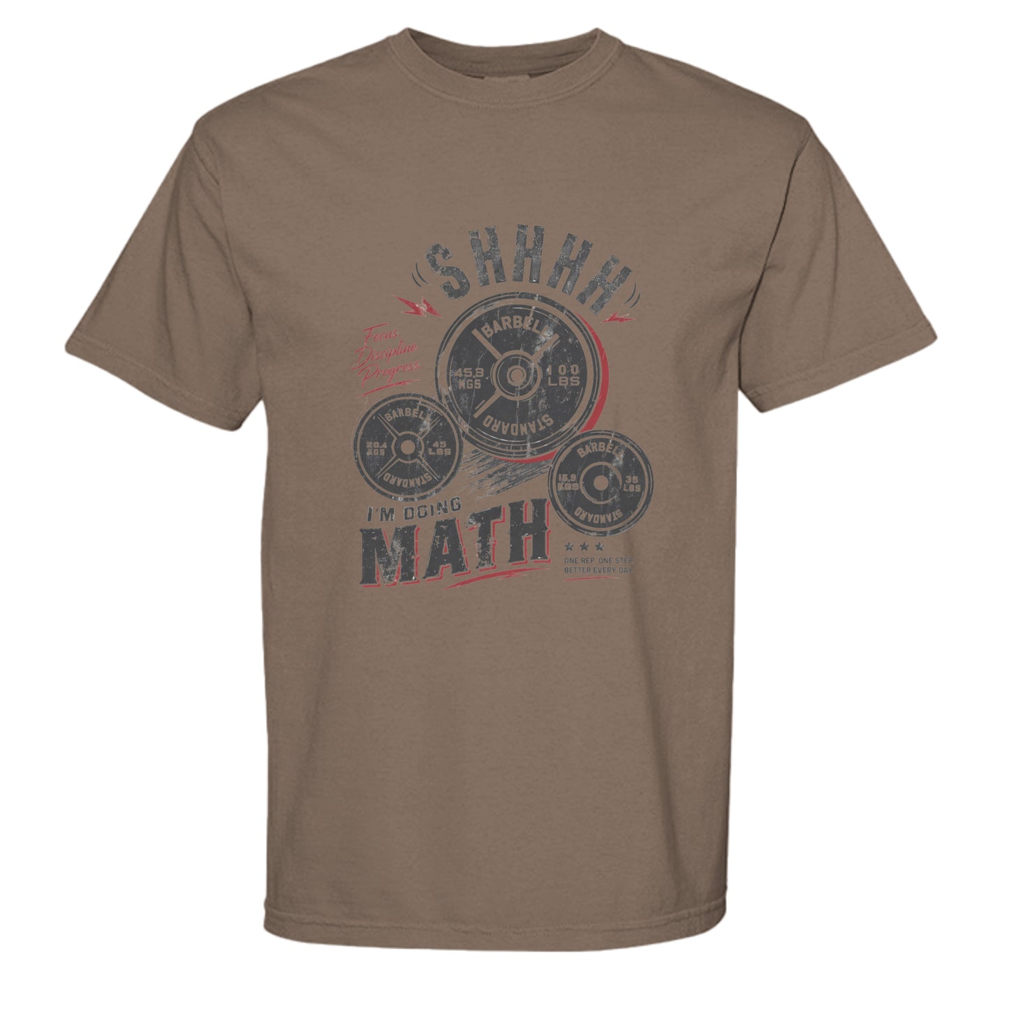 Shhh gym tee in Espresso — front view