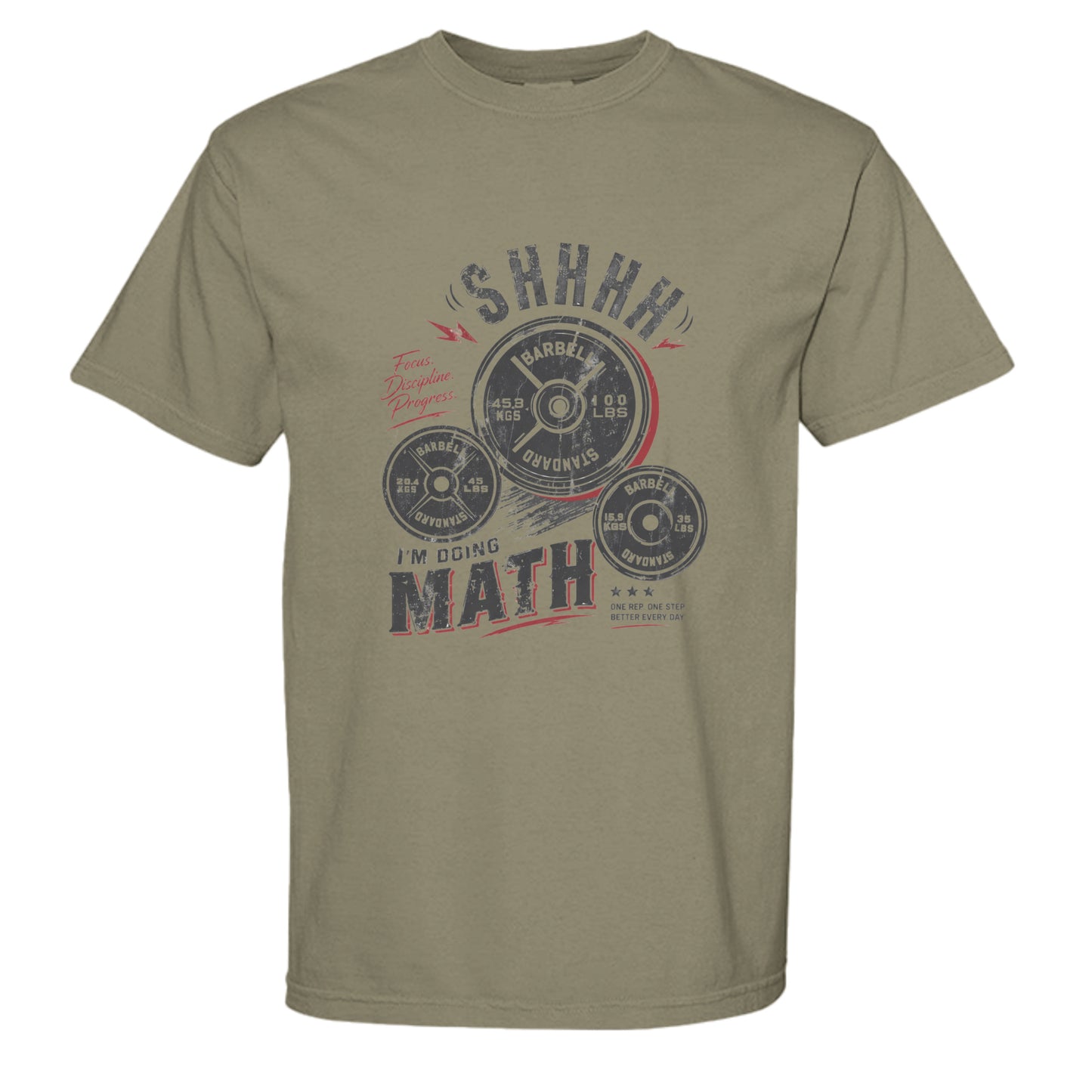 Shhh gym tee in Sandstone — front view
