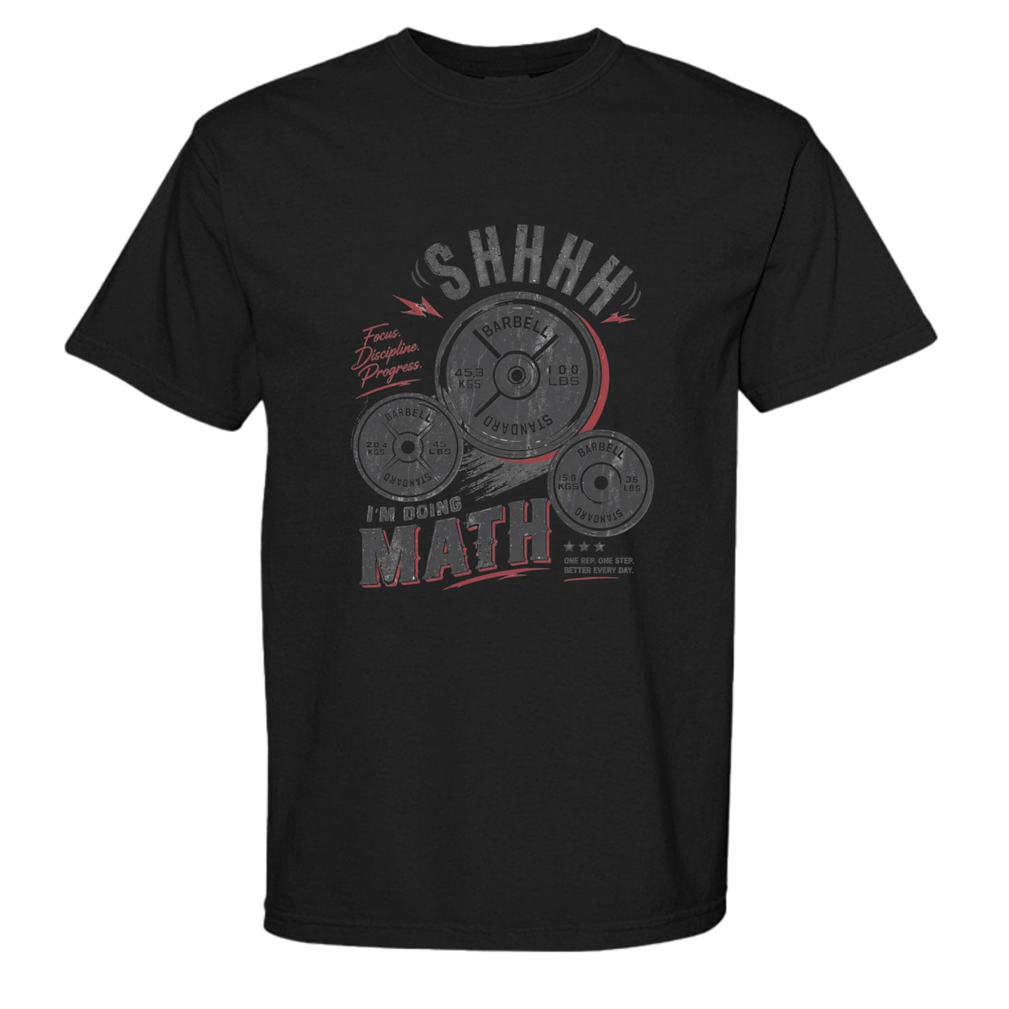 Shhh gym tee in Black — front view