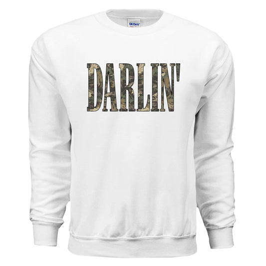 Camo Darlin' crewneck sweatshirt in White — front view